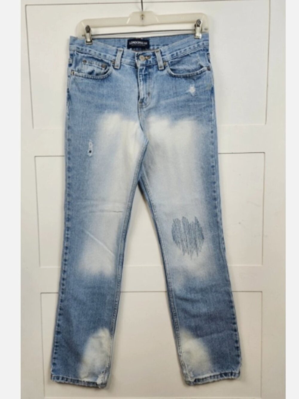 London Jean Women’s Light Wash Distressed Straight Leg Victoria's Secret Sz 6